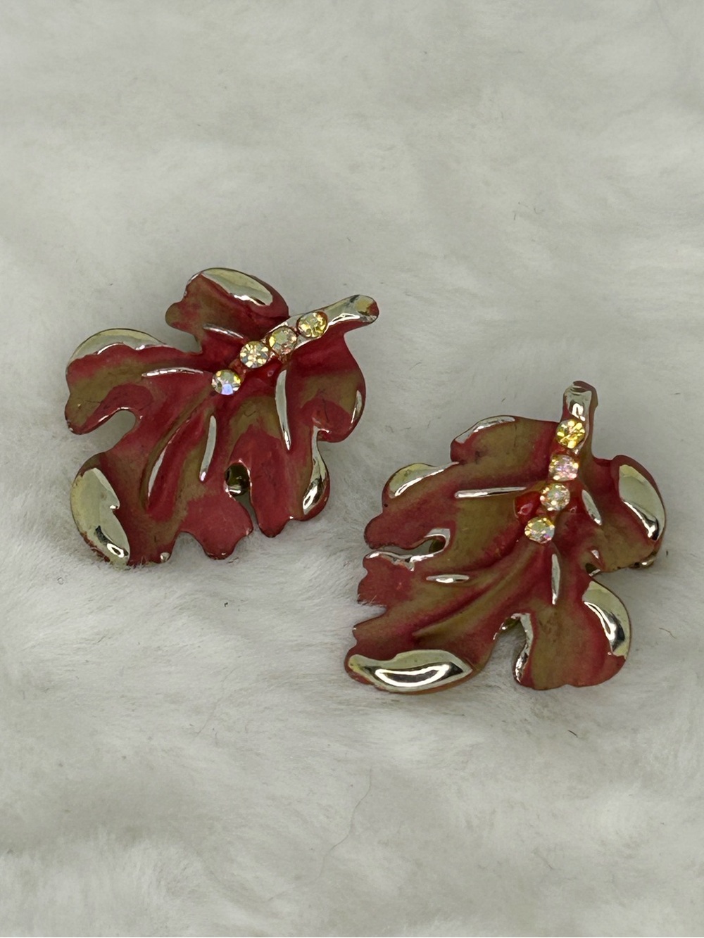VINTAGE BSK FALL LEAF CLIP ON EARRINGS